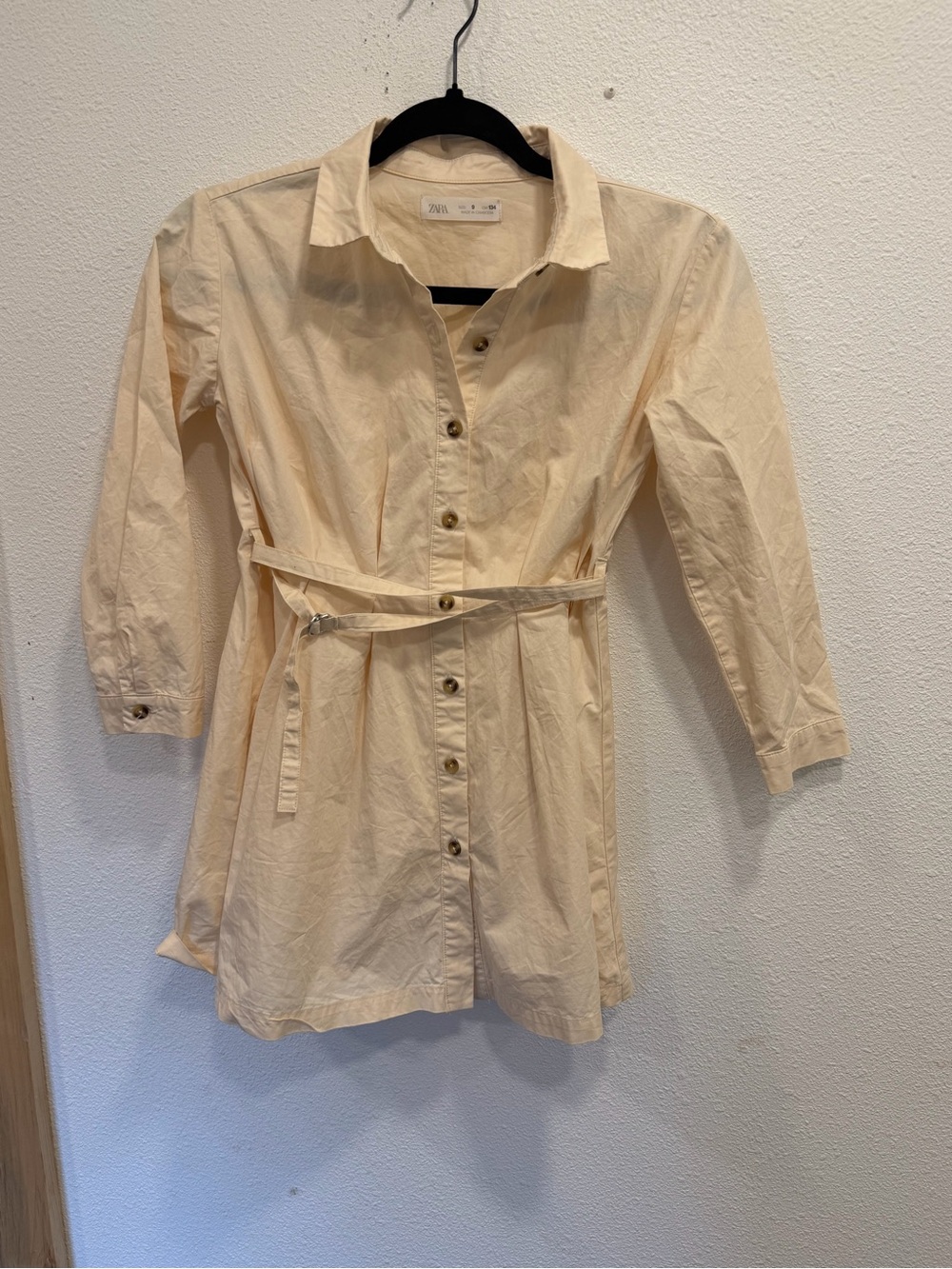 Zara Cream Button-Front Shirt Jacket with Waist Belt